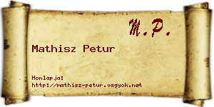Mathisz Petur névjegykártya